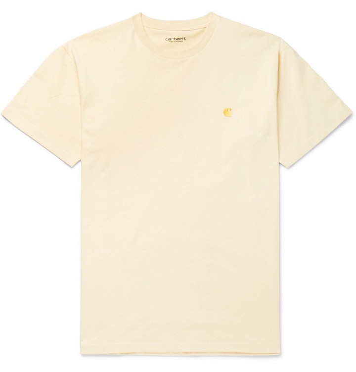 Photo: Carhartt WIP - Logo-Embroidered Cotton-Jersey T-Shirt - Ecru