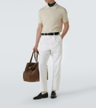 Dunhill Cable-knit cotton and silk polo shirt