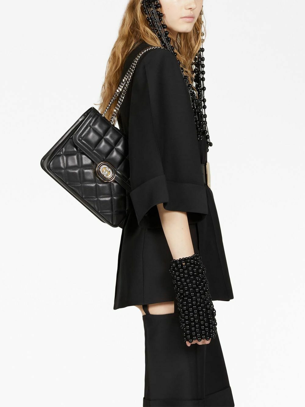 GUCCI - Gucci Deco Small Leather Shoulder Bag