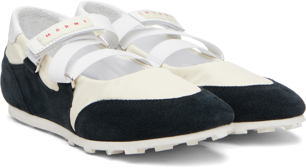 Marni Off-White & Black Mary Jane Velcro Sneakers