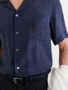 Thom Sweeney - Camp-Collar Silk Shirt - Blue