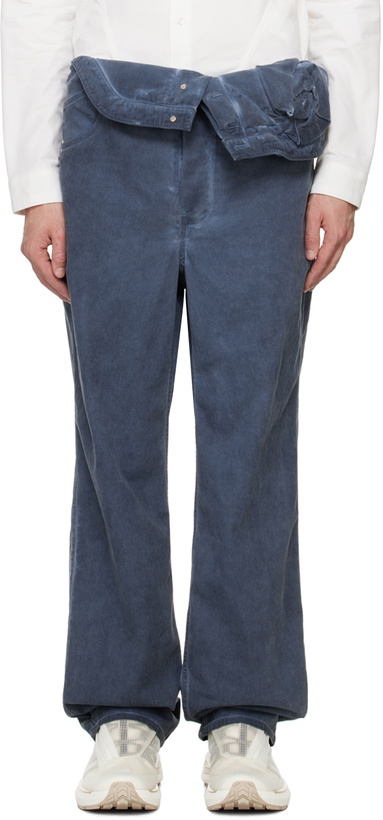 Photo: Juntae Kim Navy Asymmetric Flower Trousers