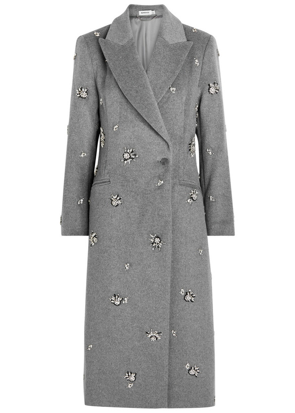 Photo: Simkhai Ganni Embellished Wool-blend Coat Grey