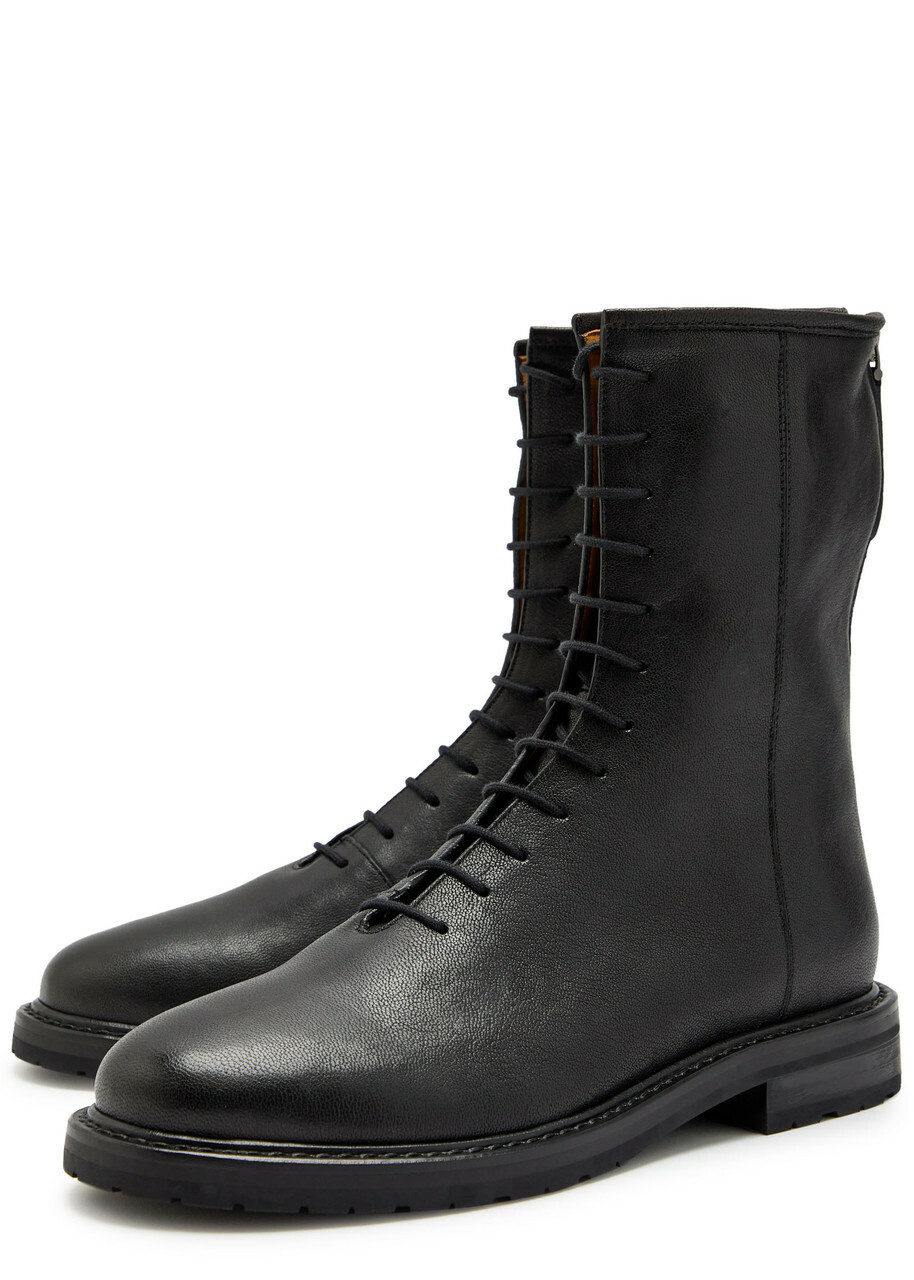 Legres Grained Leather Ankle Boots Black