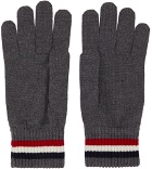 Moncler Grey Wool Stripe Gloves