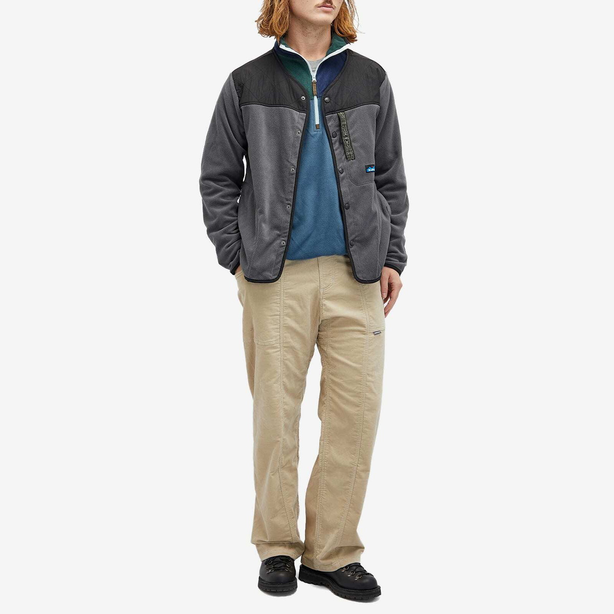 KAVU Men's Brudenell Snap Fleece Cardigan in Dark Shadow