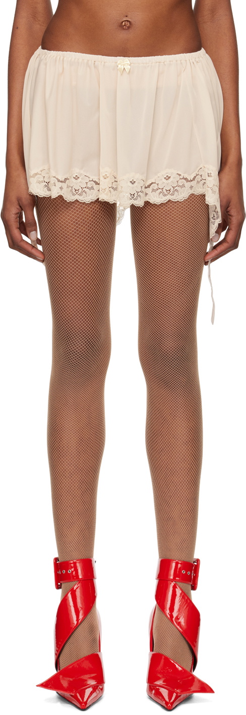 ALL-IN Beige Lace Miniskirt