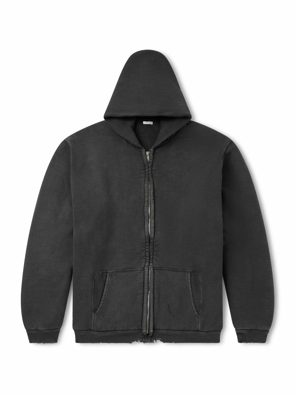 A.PRESSE - Vintage Cotton-Jersey Zip-Up Hoodie - Black