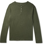 Hartford - Slub Linen Henley T-Shirt - Green