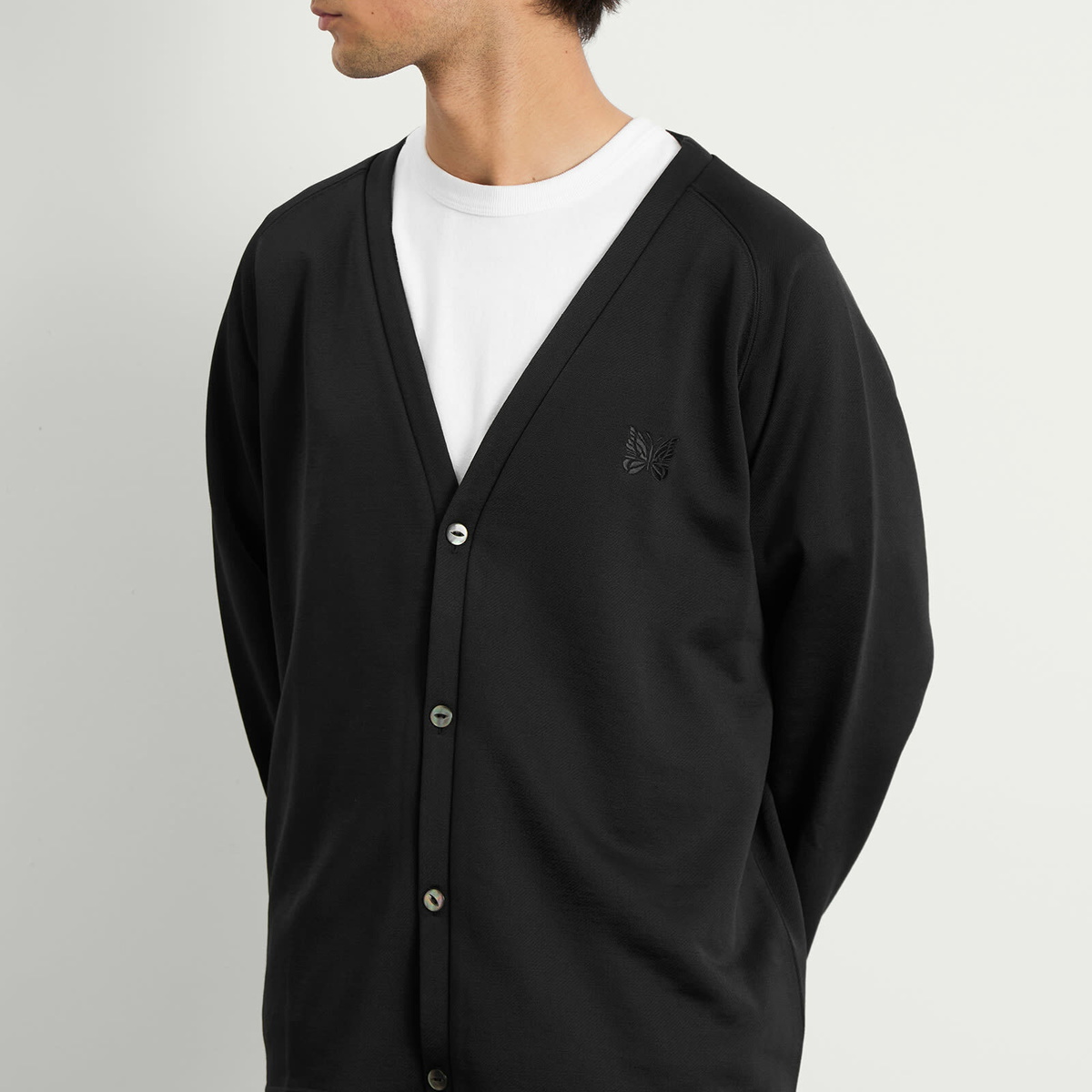 Needles Men's V-Neck Cardigan in Black Needles