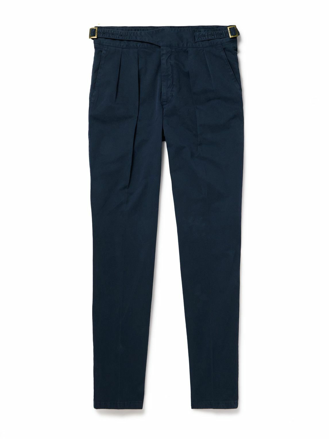 Rubinacci - Manny Straight-Leg Pleated Cotton-Twill Trousers - Blue
