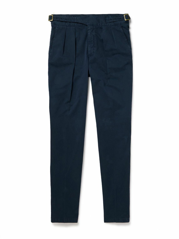Photo: Rubinacci - Manny Straight-Leg Pleated Cotton-Twill Trousers - Blue
