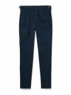 Rubinacci - Manny Straight-Leg Pleated Cotton-Twill Trousers - Blue
