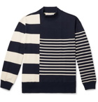 nanamica - Striped COOLMAX Cotton-Blend Jersey Mock-Neck Sweatshirt - Blue