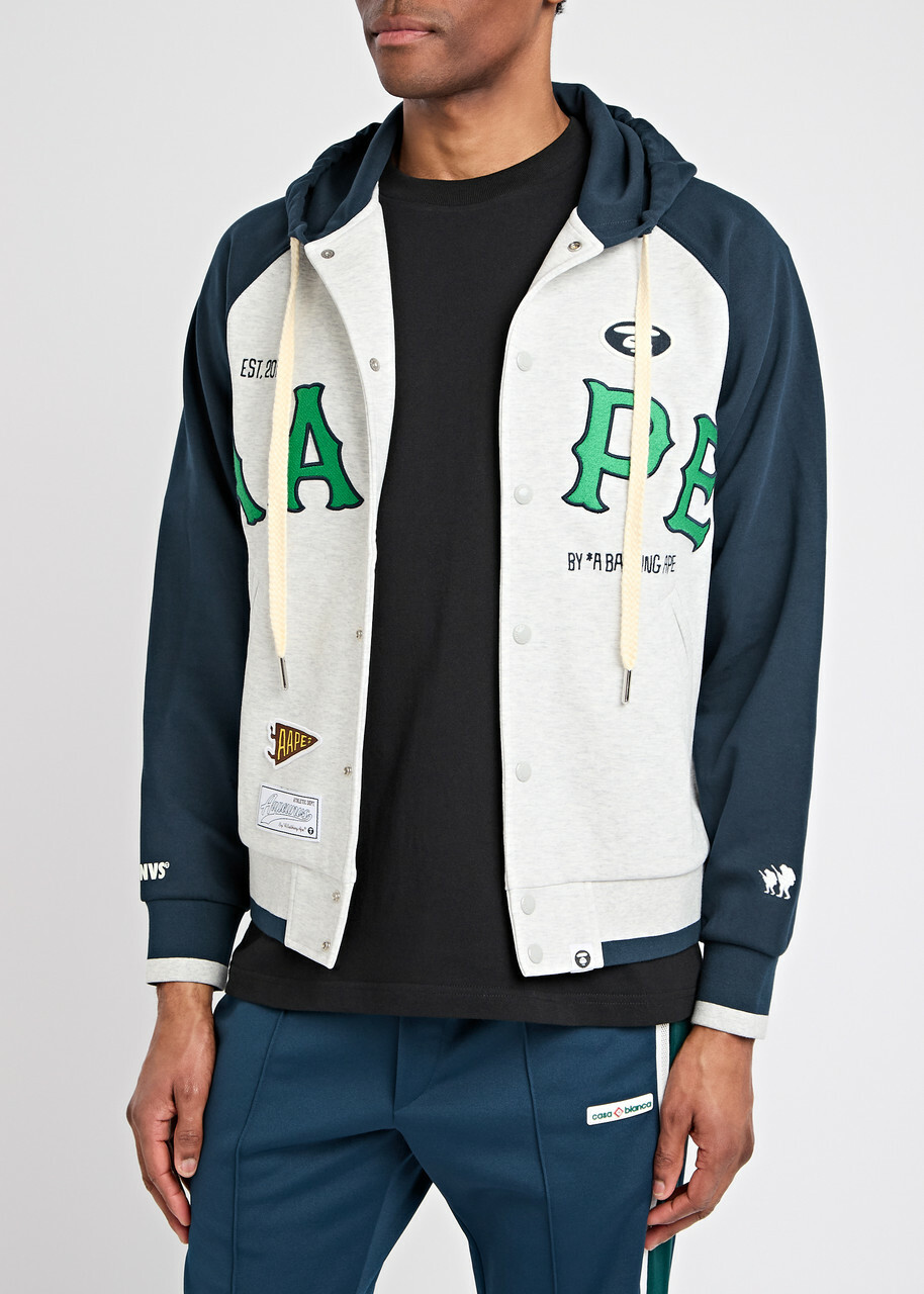 Aape College Colour-block Hooded Sweatshirt Blue