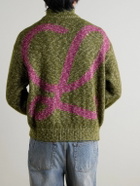 LOEWE - Logo-Jacquard Knitted Cardigan - Green
