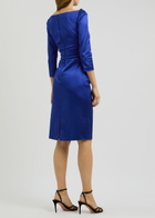 Talbot Runhof Gathered Satin Dress Blue