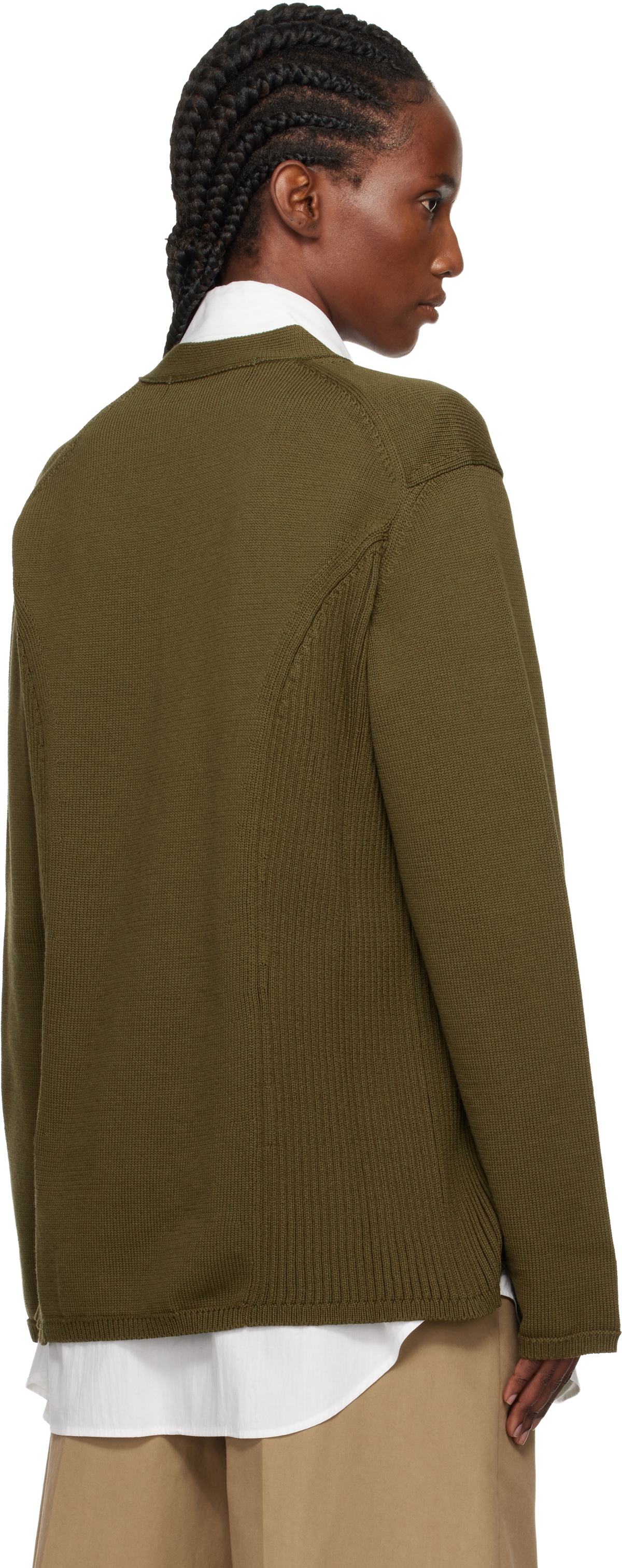 Comme des Garçons Homme Plus Khaki Cotton Jersey Cardigan