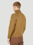 Mixed Knit Roll Neck Sweater in Yellow