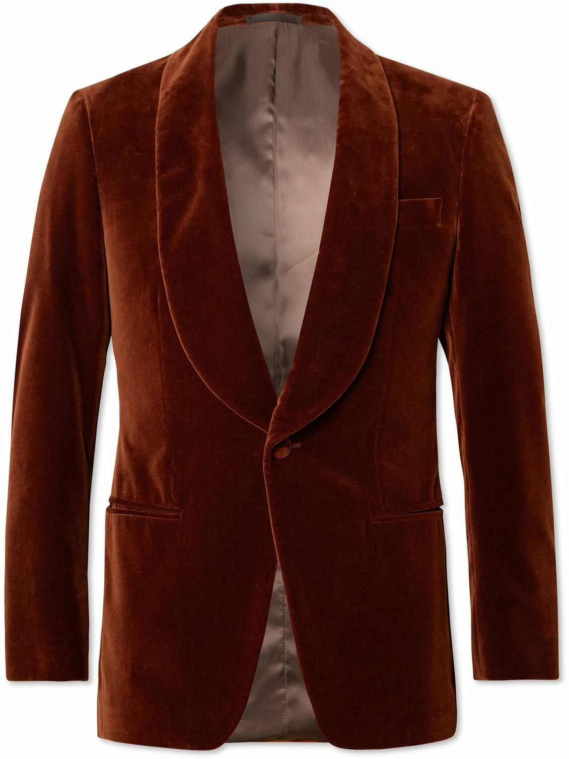 Photo: Kingsman - Slim-Fit Shawl-Collar Cotton-Velvet Tuxedo Jacket - Red