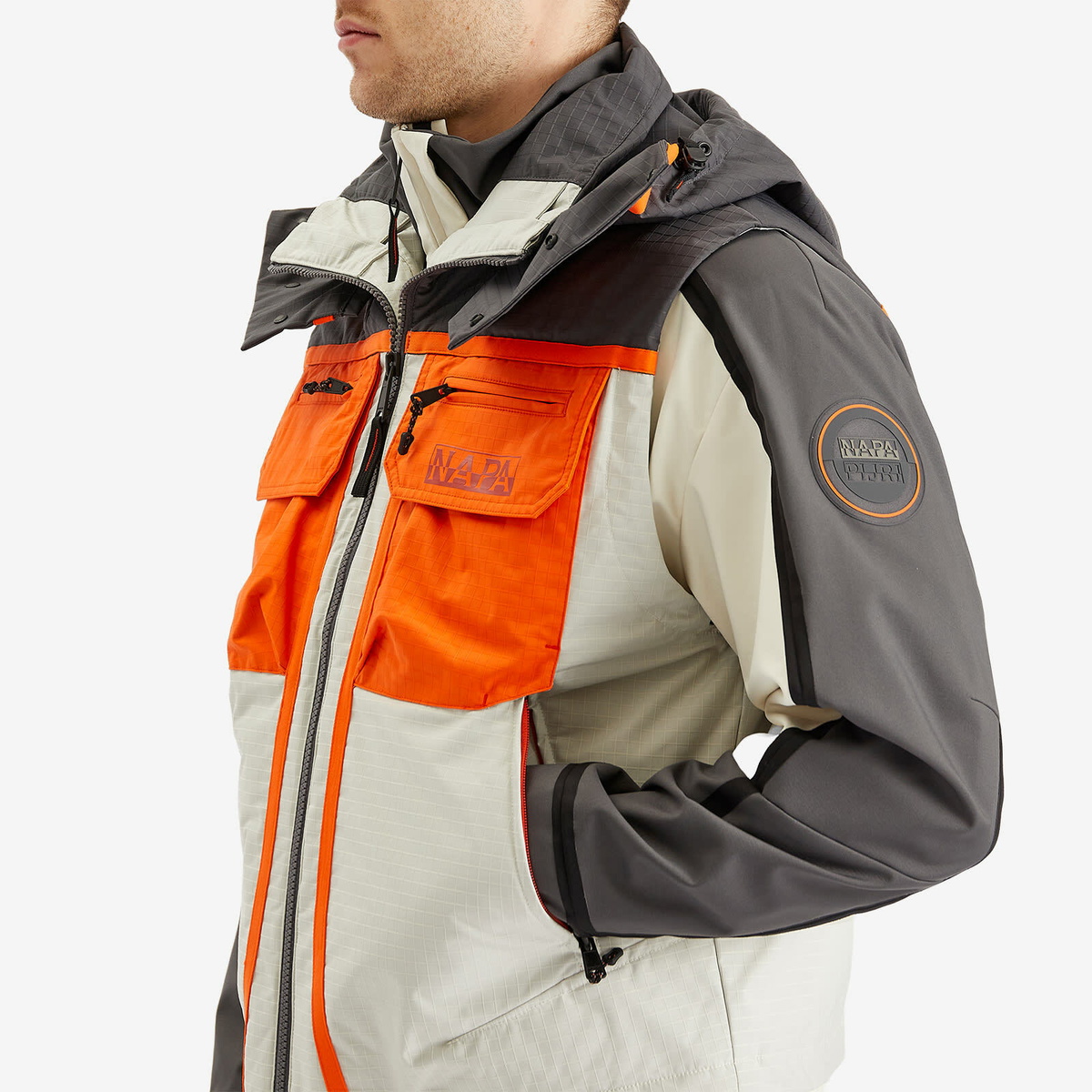 Napapijri Men's Modular Utility Jacket in Beige Dimity