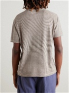 Officine Générale - Striped Cotton and Linen-Blend Shirt - Brown