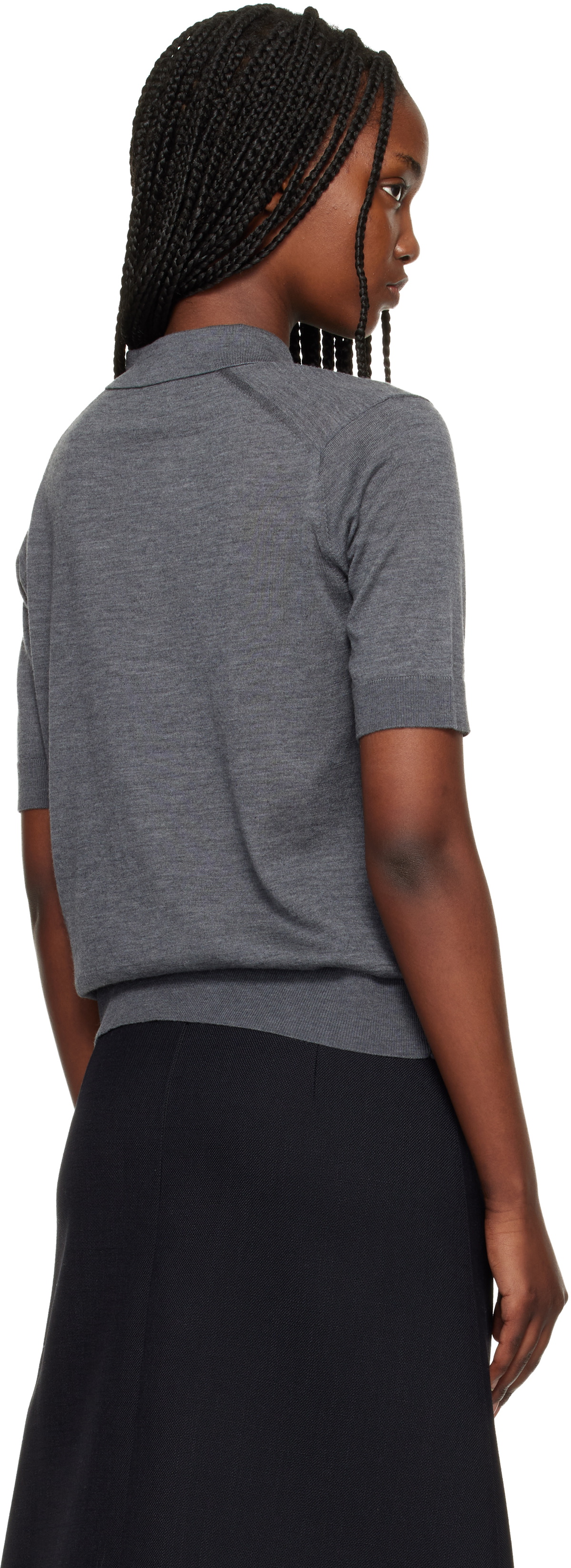 Loulou de Saison Gray Migo Fluid Cashmere Polo