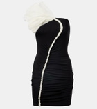 Nensi Dojaka Floral-appliqué asymmetric minidress