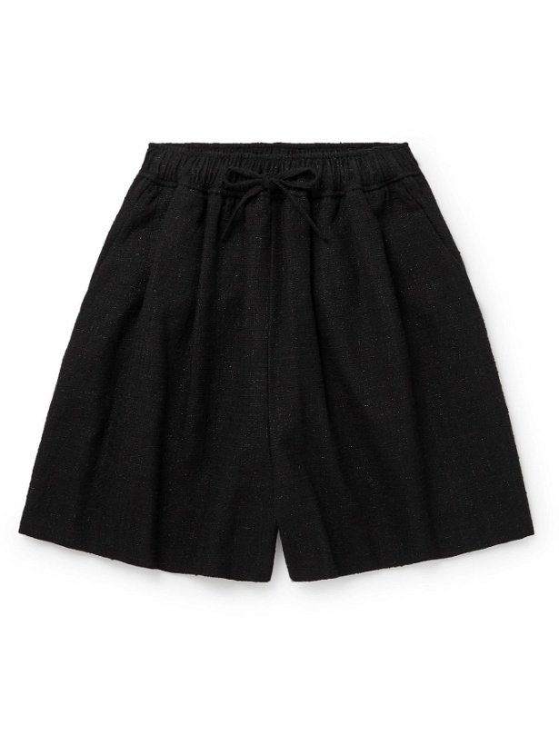 Photo: 4SDESIGNS - Pleated Metallic Cotton-Blend Bouclé Shorts - Black