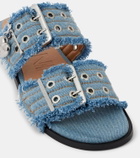 Ganni Fringed denim sandals