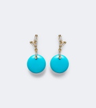 Suzanne Kalan 18kt gold drop earrings with diamonds and turquoise