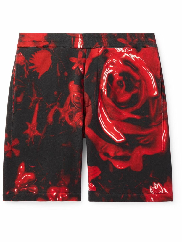 Photo: Alexander McQueen - Straight-Leg Printed Cotton-Jersey Bermuda Shorts - Red