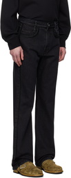 WOOYOUNGMI Black Crochet Straight Jeans