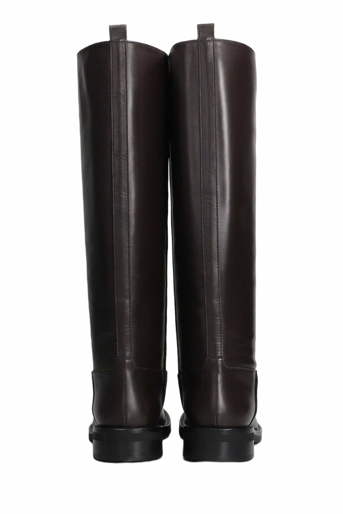 Via Roma 15 Low Heels Boots In Dark Brown Leather