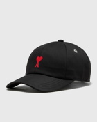 Ami Paris Red Ami De Coeur Embroidery Cap Black - Mens - Caps