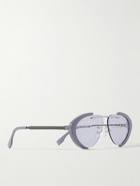 Fendi - Oval-Frame Silver-Tone and Acetate Sunglasses