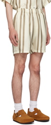 John Elliott Off-White Striped Shorts