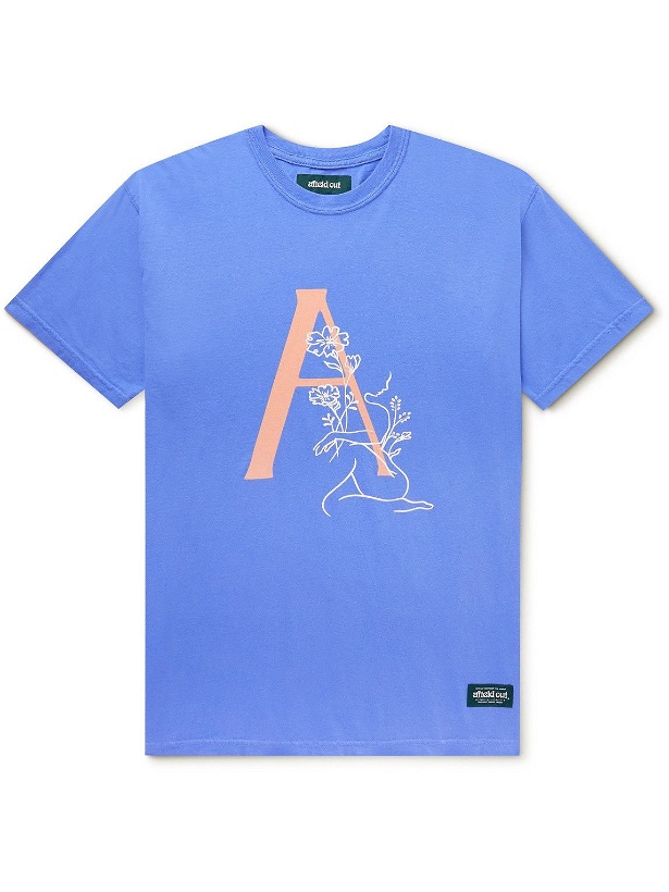 Photo: Afield Out® - Thorn Garment-Dyed Printed Cotton-Jersey T-Shirt - Blue
