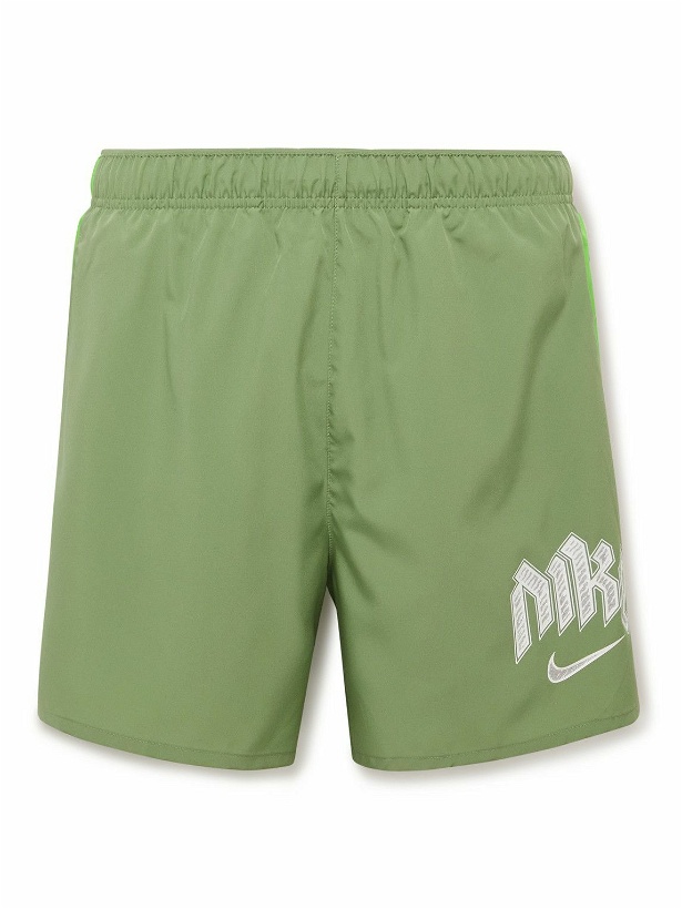 Photo: Nike Running - Run Division Challenger Straight-Leg Logo-Print Dri-FIT Shorts - Green