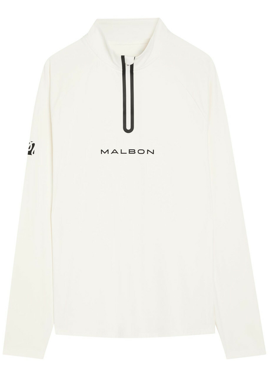 Malbon Performance Logo Half-zip Stretch-jersey top White