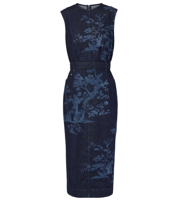 Photo: Erdem Embroidered cotton denim pencil dress
