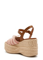 Chloe Isla Striped Woven and Leather Wedge Sandals Pink