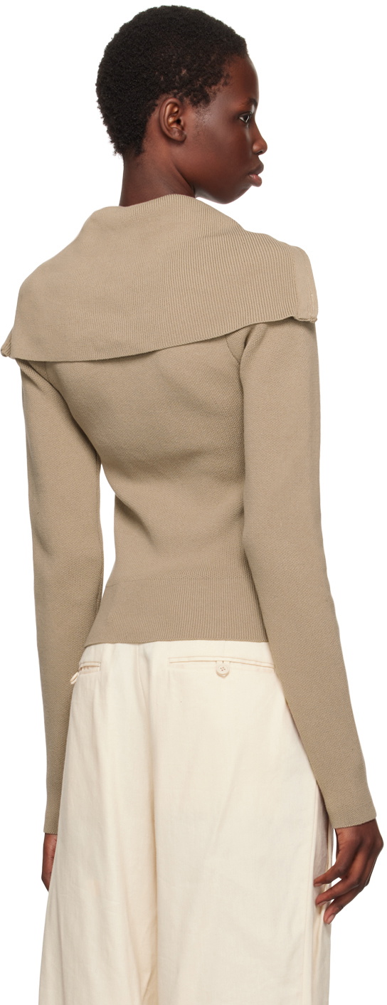 REMAIN Birger Christensen Beige Zipped Collar Sweater