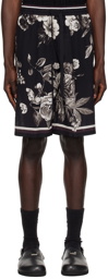 Dolce&Gabbana Black Floral Print Silk Shorts