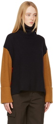 Victoria Beckham Red & Navy Jumbo Cuff Merino Turtleneck