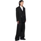 Simone Rocha Black Double Breasted Hem Slice Blazer