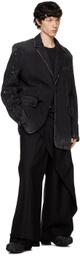 Feng Chen Wang Black Paneled Denim Blazer