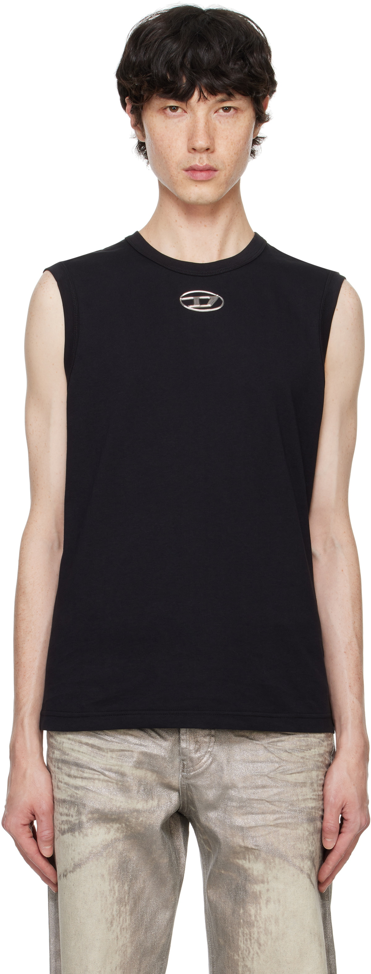 Diesel T-Bisco-Od タンクトップ Men's Tank top with metallic Oval D | Black | Diesel