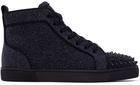 Christian Louboutin Navy Lou Spikes Orlato Sneakers