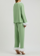 Sleeper Capricorn Feather-trimmed Twill Pyjama set Mint